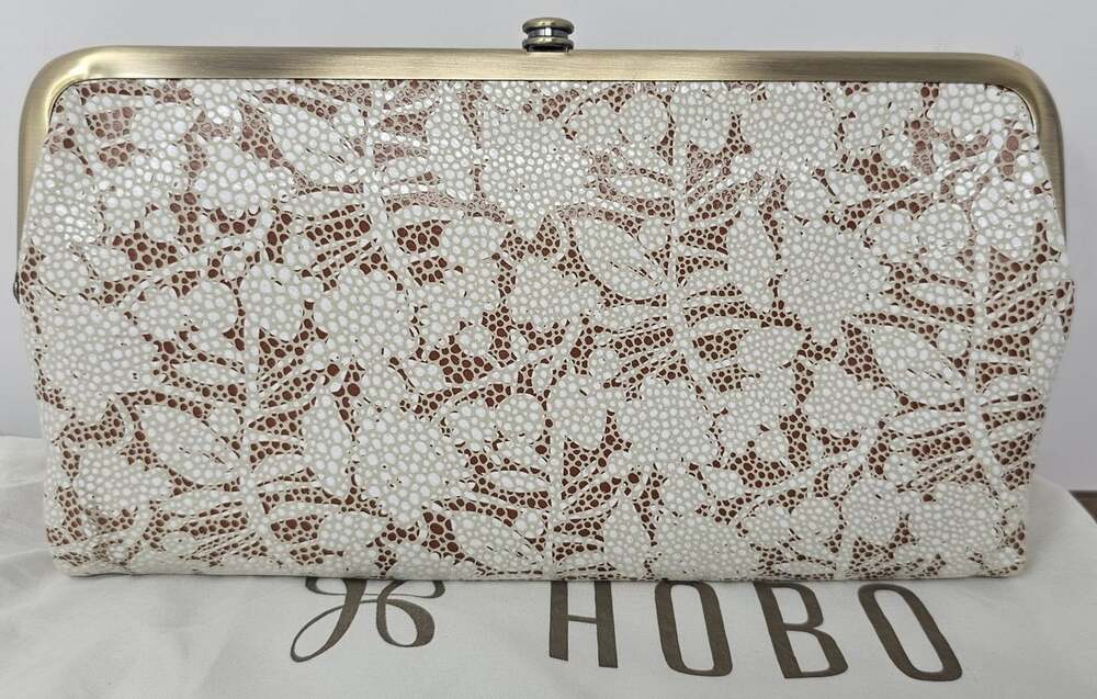 Hobo International Lauren Botanical Beauty Leather Double Frame Kisslock Clutch - Picture 1 of 10